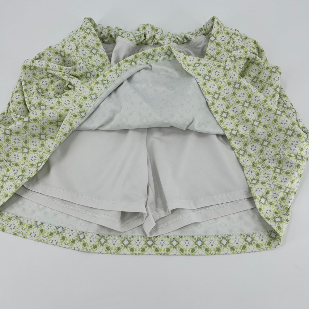 PGA Tour Womens Golf Skort XL Green White Geometric Print Active Skirt Pockets - Picture 6 of 10